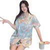 High Value Light Luxury Casual Ice Silk Temperament Pajamas Women'S Short-Sleeved Shorts Set Can Be Worn Outside