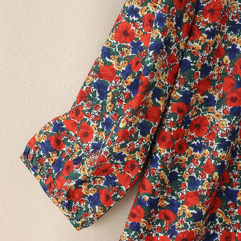 ZANZEA Damen Sommerbluse mit Blumendruck, lässig, Rundhalsausschnitt, 3/4-Ärmel