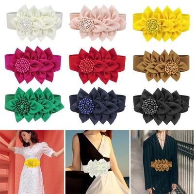 Flower Decoration Waist Strap Wide Decoration Belt Fashion Waist Belts  Women