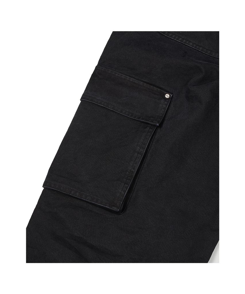ETCE Heavy Cotton Washed Cargo Pants (Black)