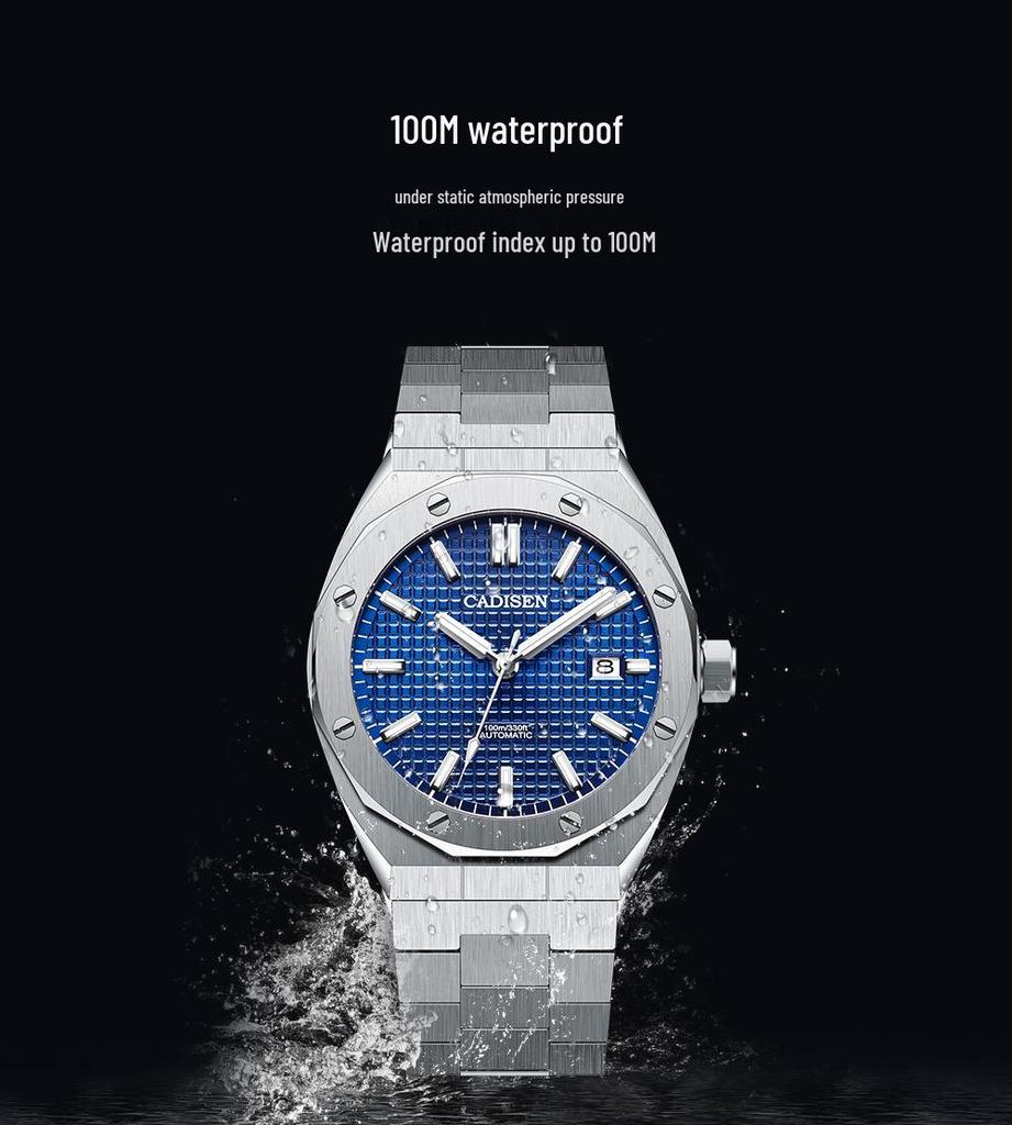 Kadisen Men's Mechanical Watch with Japanese NH35 Movement, Waterproof Steel Case, and Business Style