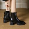 New Ladies Shoes Style Fashion Women's Boots Chunky Heel Platform Zipper Boots Simple Solid Female Ankle Boots Zapatos Mujer