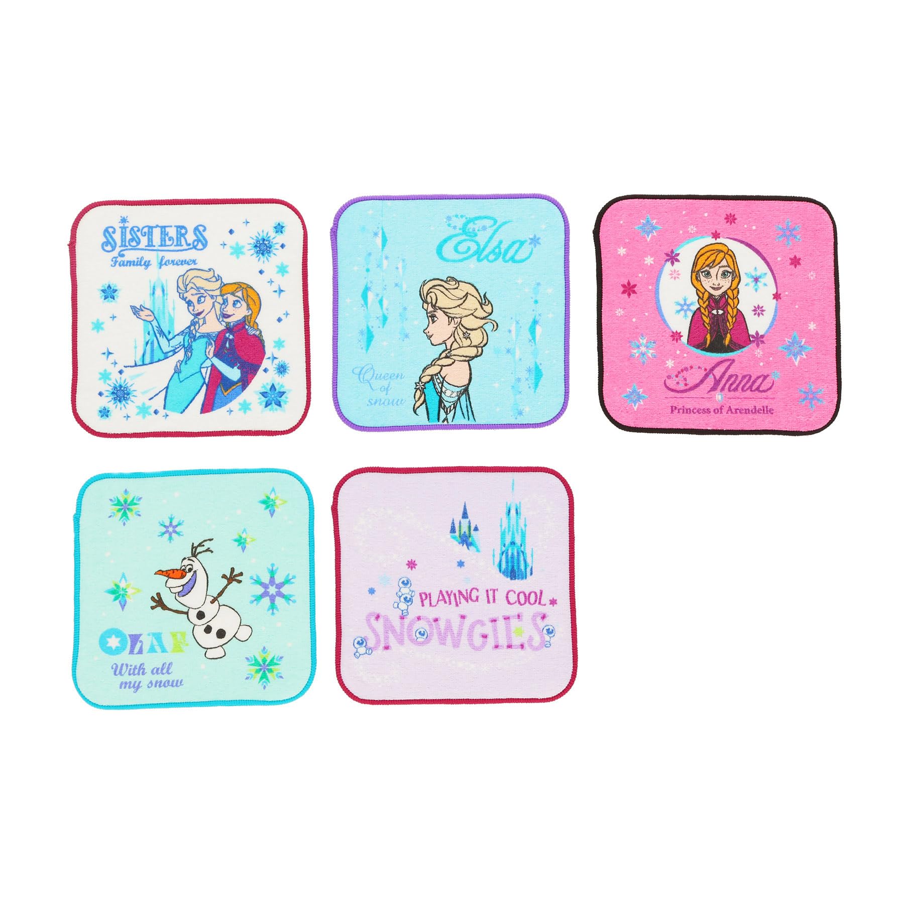 Marushin Mini Set of Disney Frozen Disney for School Mini Great Value Different 5 Hand Towel Hand 2065051400 Towels, 5, Family, Princess, Cute, Girls,
