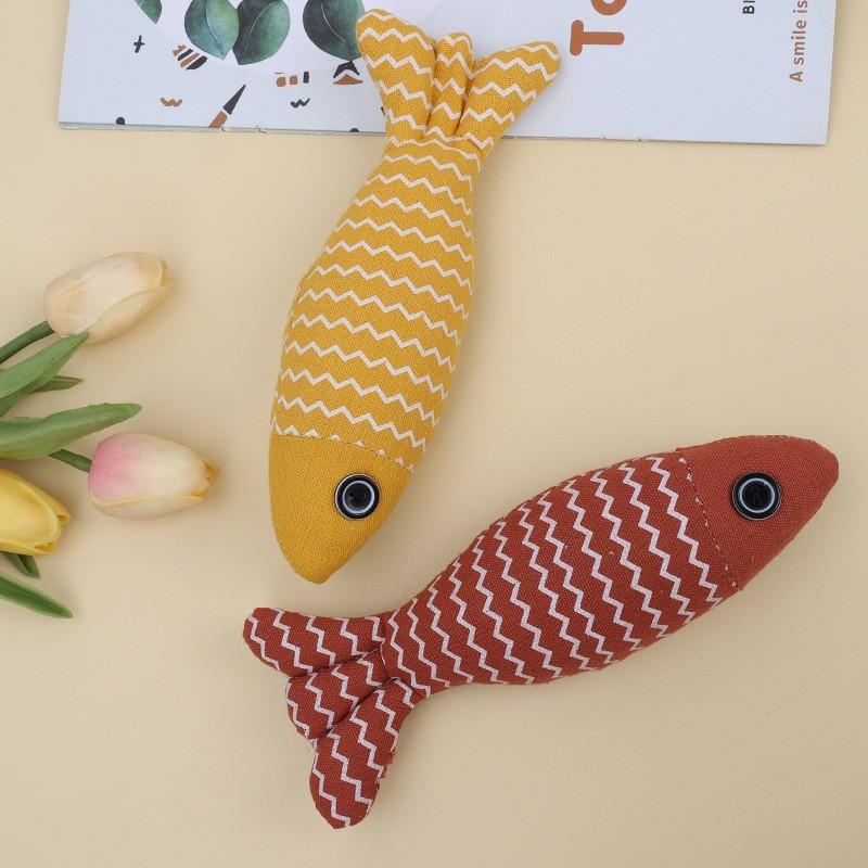 Neu 1 Stück Haustierspielzeug Katze Kauspielzeug Leinen Fisch Kissen Kau Trainingsspielzeug Simulationsfisch Handpuppe Haustierbedarf