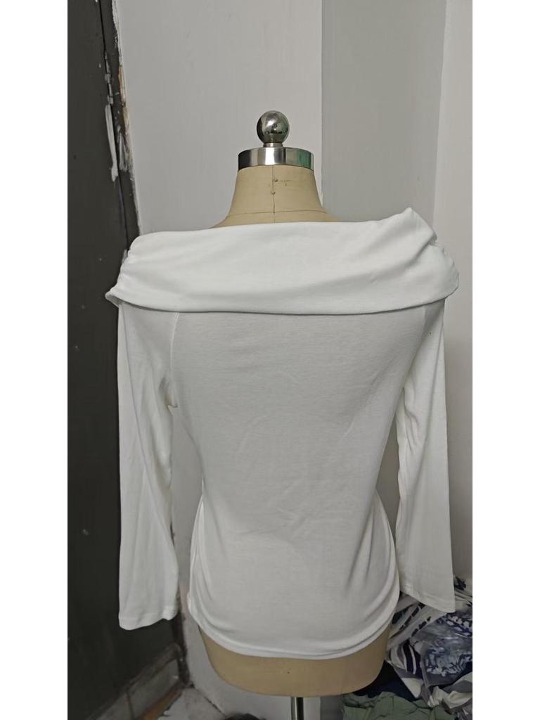 2024 Herbst/Winter Off-Shoulder Langarm Sexy T-Shirt - Neue Europäische & Amerikanische Mode für Frauen