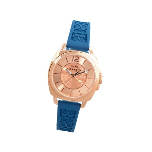 

COACH Boyfriend 34mm Women s Watch in Rose Gold, Blue, Stainless Steel, and Silicone Rubber (14502095)