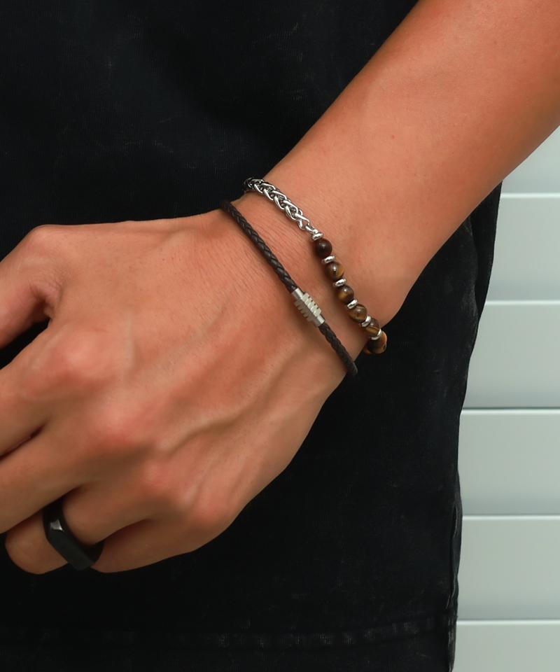 Blancier Tiger Eye Dualis Bm255B1167 Men'S Natural Stone Bracelet