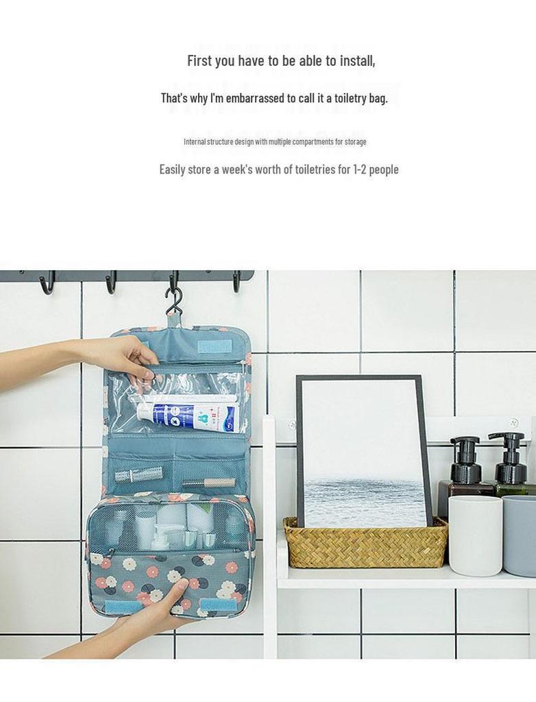 Large Capacity Portable Makeup Bag with Hanging Hook