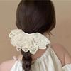Eye Catching Lace Hairband Voluminous Double Layer Ruffled Concealed Elastic Hair Tie For Effortless Low Ponytails