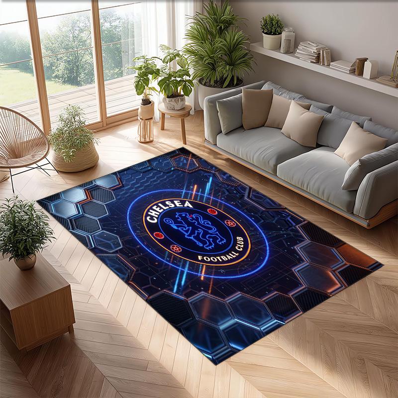 Chelsea FC bedruckter Flanell-Teppich rutschfest weicher Polyester-Bodenbelag Indoor Dekorationsmatte für Schlafzimmer Wohnzimmer Sofa Spielzimmer Heimdekoration