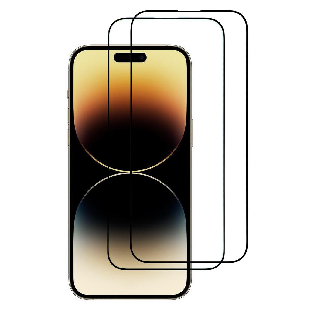 ITIETIE For iPhone 14 Pro 2PCS Tempered Glass 2.5mm High Aluminum Screen Protector Silk Printing Film