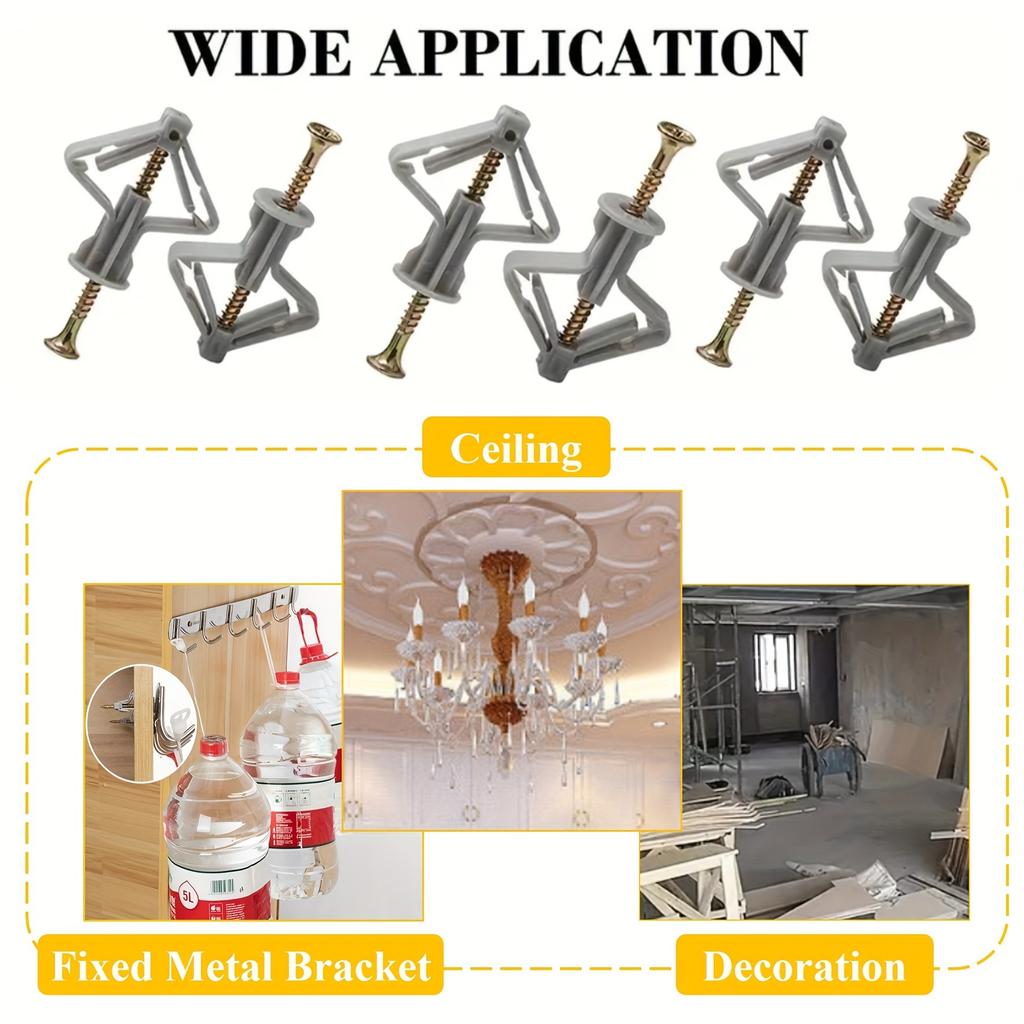 30/50 set of gypsum board expansion screws, expansion tubes, plastic plugs, butterfly type self-tapping screws