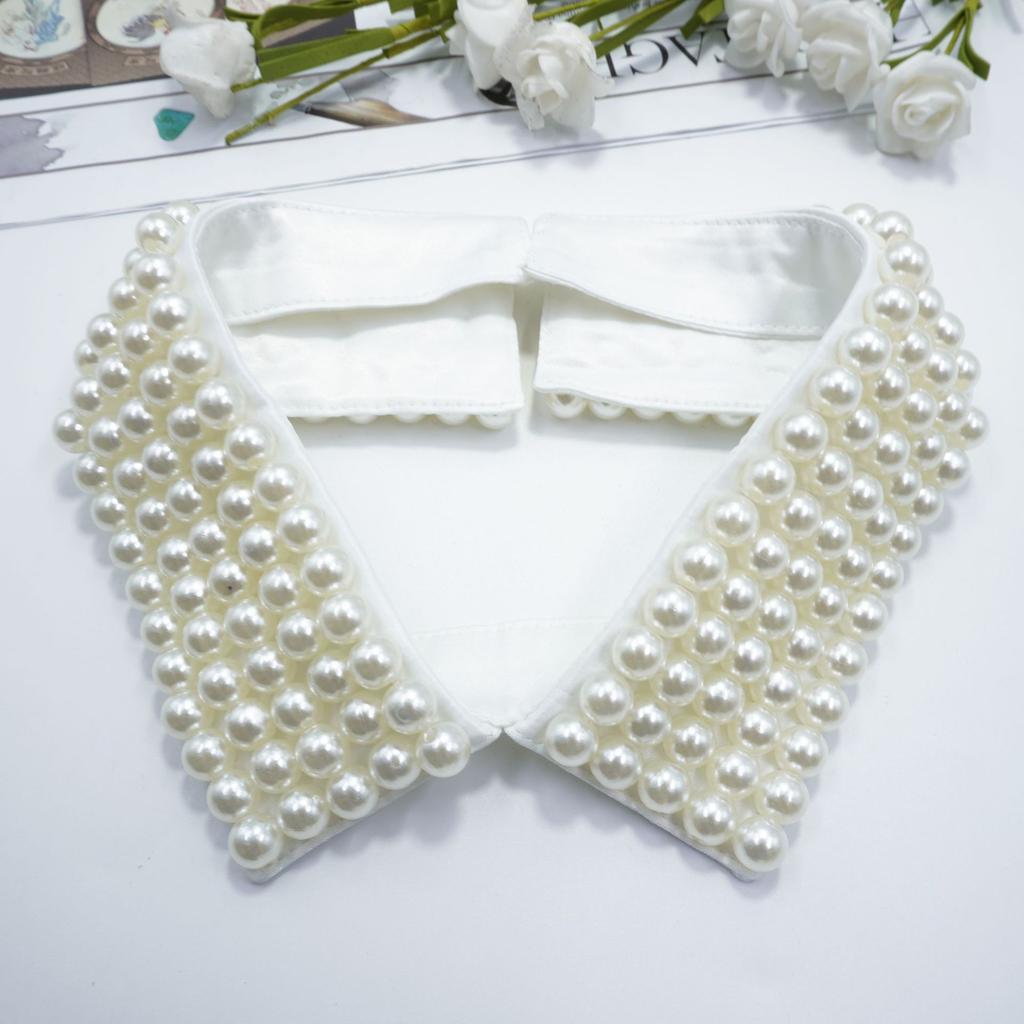 Vintage Style Beaded Choker Necklace Fake Collar Removable Fabric Decoration Detachable Shirt Accessory Fashion Jewelry