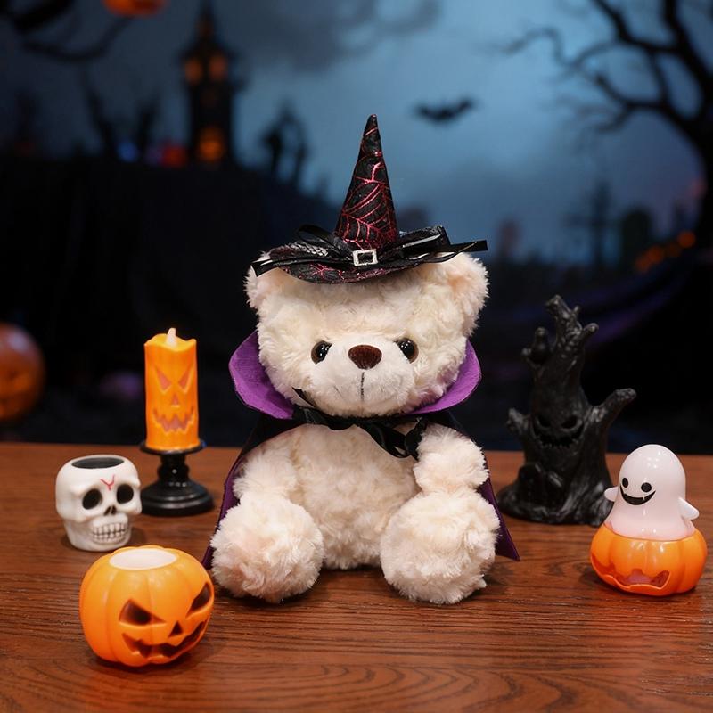 28CM Orsetto Holiday Carino e Spettrale Peluche Giocattoli Orsetto con Mantello Carino e Affascinante Bambola Orsetto Peluche Animale Morbido Cuscino Regalo Creativo per Festival