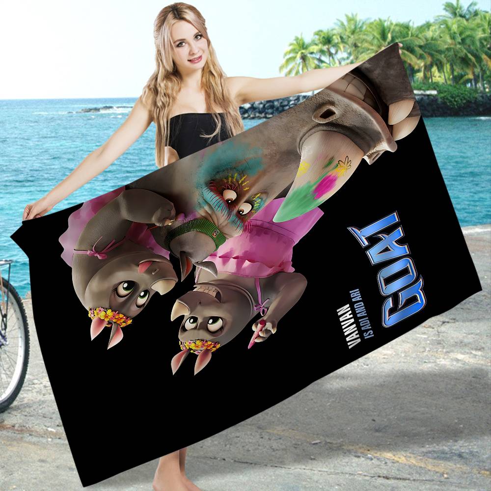 New Cartoon Anime G-Goat Beach Towel Colorful Bath Towels for Girl Microfiber Quick Dry Custom Sand Free Beach Yoga Spa Gym Pool