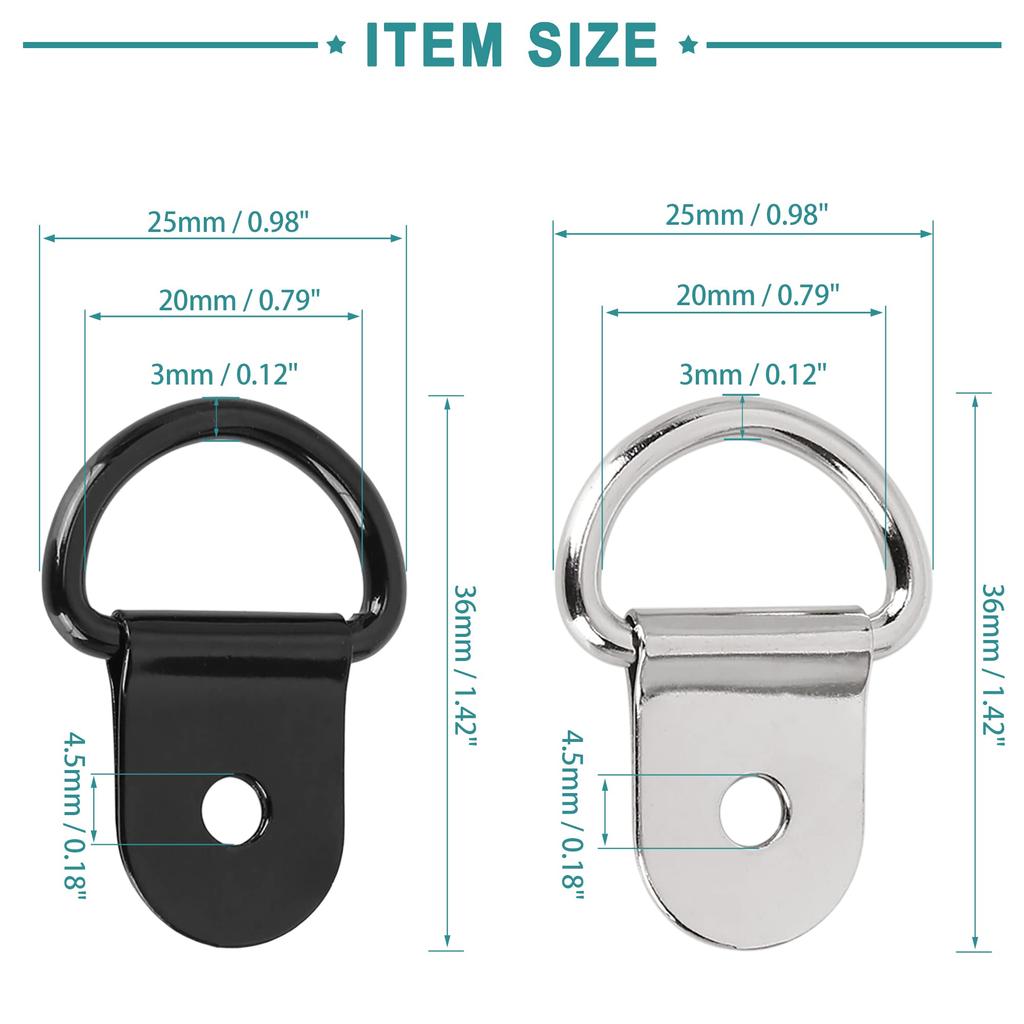 ACROPIX Fixed Anchor D Shape Universal Silver Tone Black 20pcs