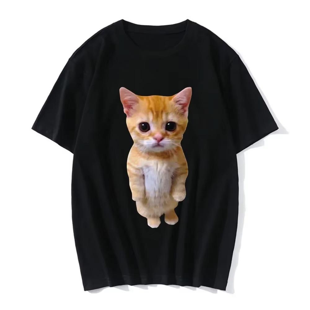 Summer Men's and Women's Fun and Quirky Cat Print Casual T-shirts Harajuku Girls and Boys Fashion Clothing