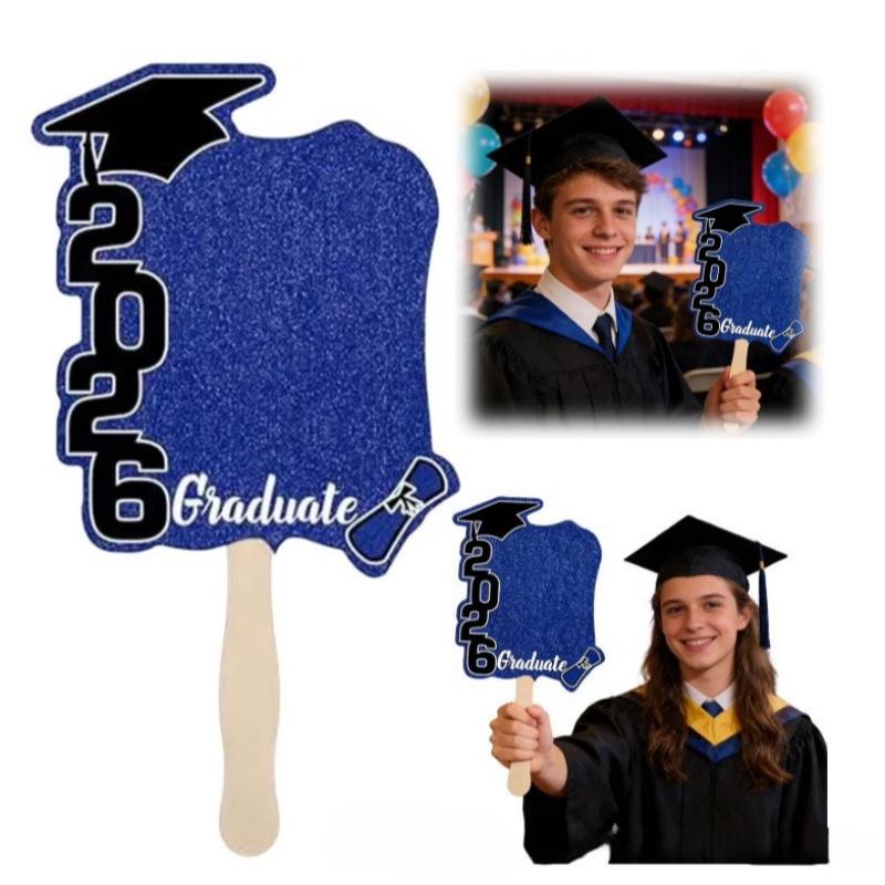12Pcs Class Of 2026 Grad Photo Props Blank Diy Photo Frame Graduation Party Souvenirs Graduation Cutout Face Fans With Handle