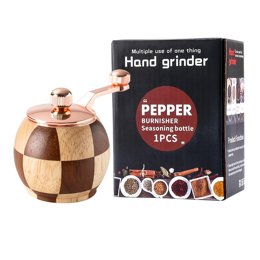 

1 шт. Ручная мельница для перца, Кухонная мельница для специй из массива дерева с клетчатым дизайном, Ручная перечница, Солонка для домашней кулинарии Chessboard Check