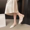 Giant Skinny~ Rhinestone Silver Pointed Back Air Mary Jane Small Leather Shoes Women's Summer Low Heel Baotou Sandals