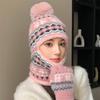 Winter Women's Integrated Warm Hat Knitted Scarf Mask One-piece Hat Outdoor Cycling Plush Hat Gloves