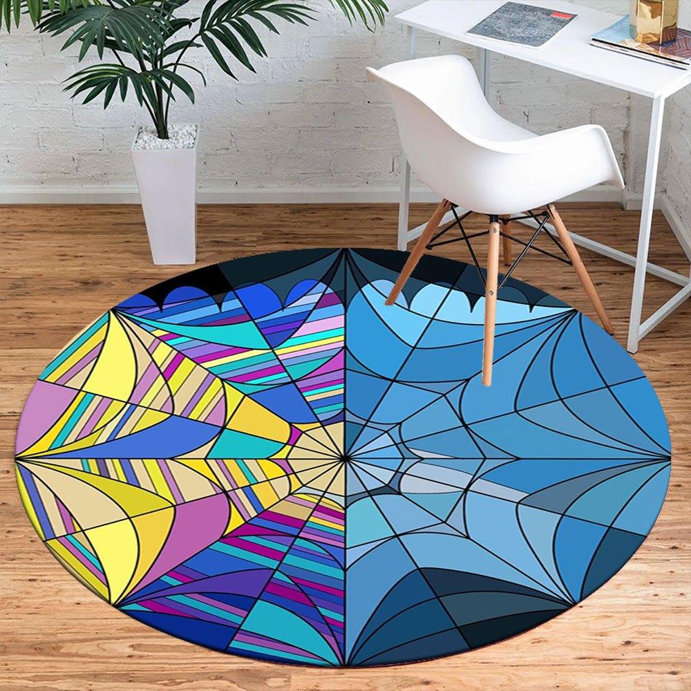 Colorful Geometric Mandala Stained Glass Window PanelRound Non-Slip chair mat chair carpet for office Rugs for Office Decor Gift For Valentine's Day M