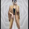 European-Style Gold Silk Split Shawl Women'S Thin Dinner Dress With Decorative Fringe Hollow-Out Sunscreen Scarf