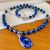 Vintage Original Design High Quality Natural Lapis Lazuli Sweater Chain Necklace Collarbone Chain