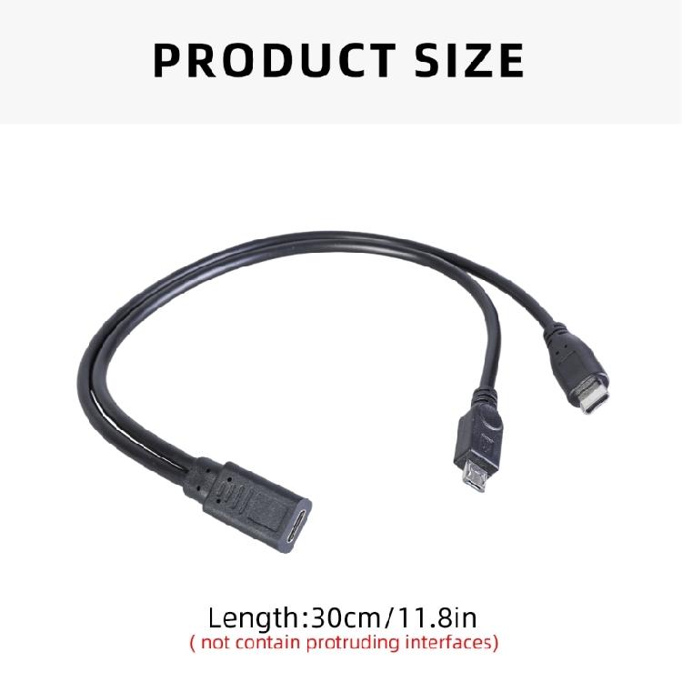 USB C Y Splitter Cable Type C Female To MicroUSB and Type C Male Charging Cable for Double Device Power