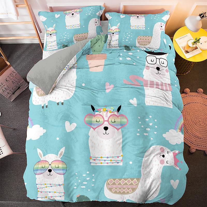 Cartoon Duvet Cover Set King Size Microfiber Cute Color Avatar Print Bedding Set For Kids Teens Soft Kawaii Style Quilt Cover