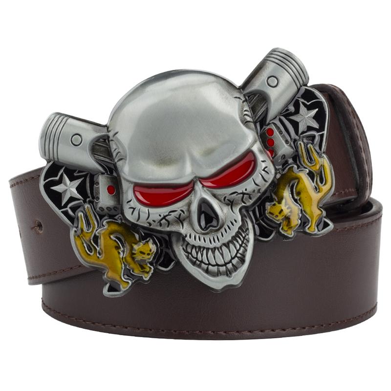 Novelty Leather Belt Skull Clown Evil Eye Skeleton Head Devil Gamble Halloween Dress Up Waistband Rock And Roll
