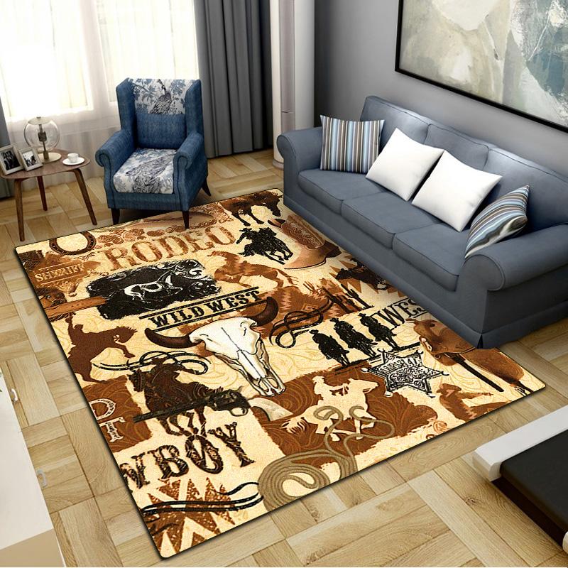 Western Carpet Rug for Living Room Bedroom Home Sofa Decoration,Kids Play Non-slip Floor Mat