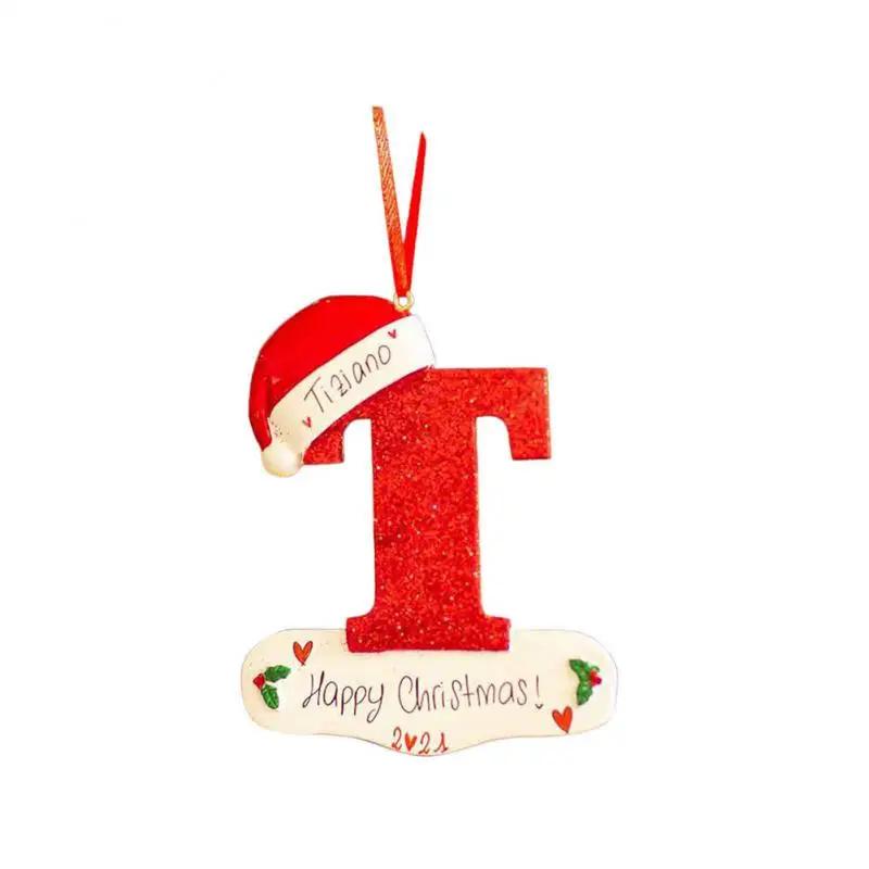 Christmas Tree Decoration Letter Pendant 26 Letters Home Holiday Wooden Pendant Xmas New Year Decor Ornament Customizable