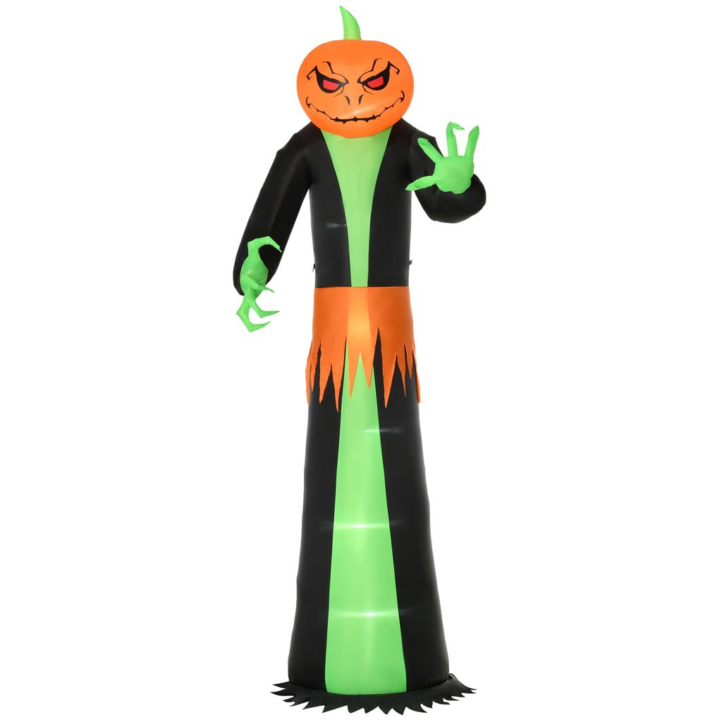 Halloween ghost with LED lights, self-inflating, including blower, 100 cm x 96 cm x 270 cm, green + yellow + black