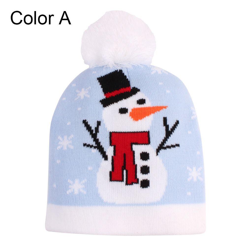 

Party Decoration Boys and Girls Children Warm Hat Winter Snow Hat Kids Knit Beanies Christmas Hat Color A