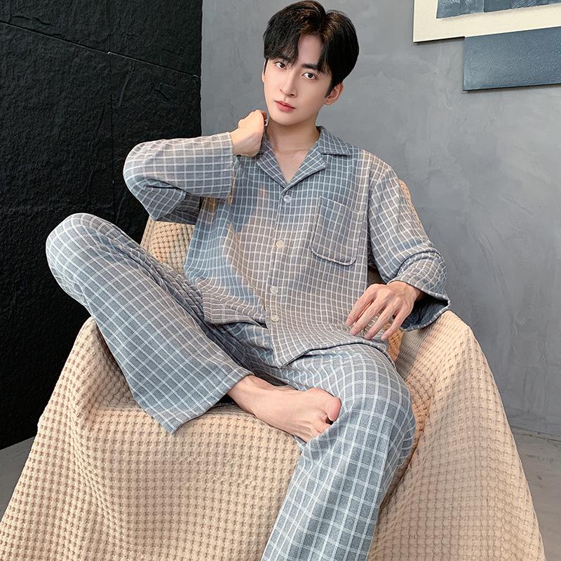 

Мужской пижамный комплект из матового бархата - Кардиган с длинным рукавом для осени и зимы M