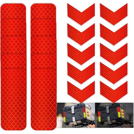 20Pcs Reflective Safety Stickers High-Visibility Decals, Waterproof & Weather-Resistant, Super Adhesive for Helmets, Bikes, Trailers, Cars, Mailboxes