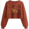 Women's Crop Sweatshirt Fall Halloween Long Sleeve Pullover Sweatshirt