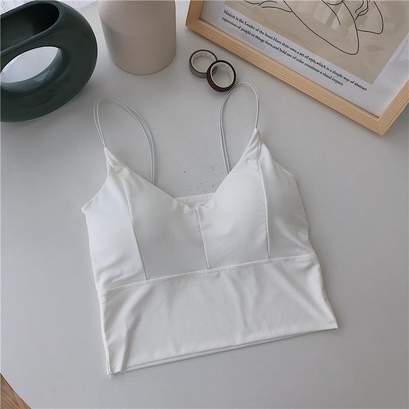 Versatile Ice Silk Camisole with Padded Bra and Beautiful Back Design
