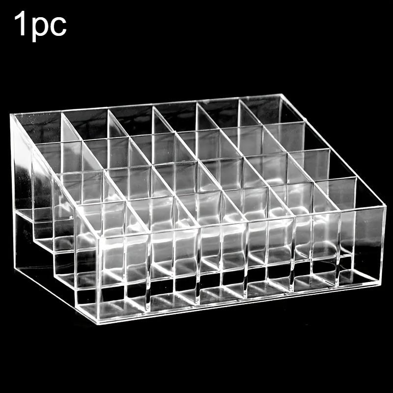 1pc Clear Acrylic Lipstick Holder 24-Compartment Makeup Organizer Storage Skincare Jewelry Organizer Box Cosmetic Storage Box 24