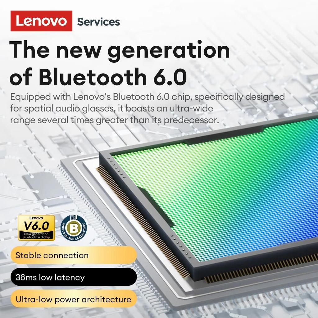 Original Lenovo GS105 4K Smart Wireless Glasses Bluetooth 6.0 AI Sunglasses HD Hands-free Calls Music Headphones ENC Noise Cancellation Dual Mic
