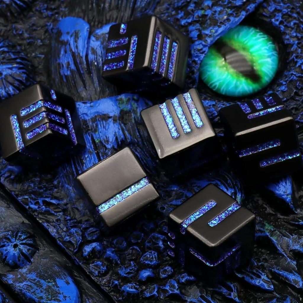 D6 Metal Dice Set, 6 Sided Dice 6 Pieces Solid Metal Game Dice for DND Role Playing Game RPG Pathfinder Shadowrun Warhammer D&D Accessories Gift