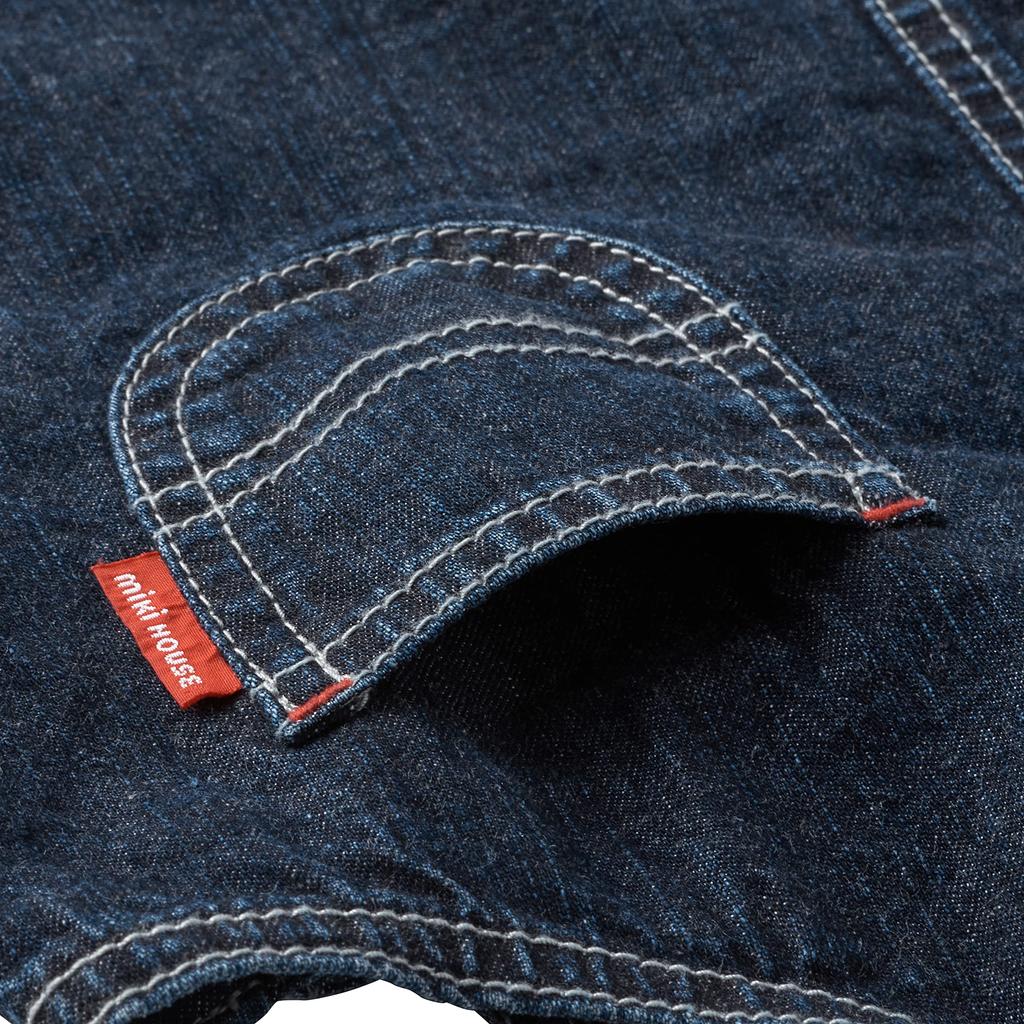 Latzrock Denim Logo Mädchen Baby Kinder Kleidung 80cm Indigoblau [MIKI HOUSE] Kinder 10-1821-575