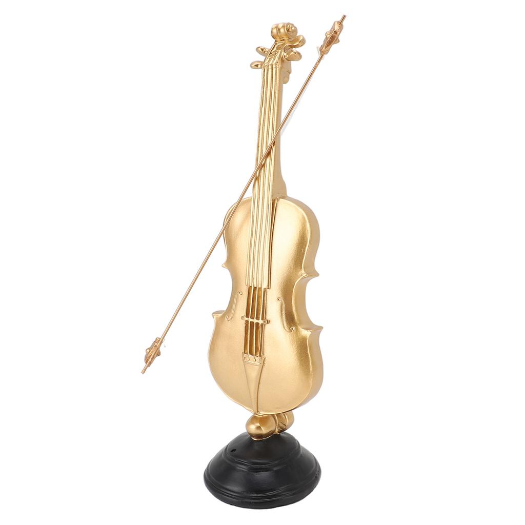 14.17 X 3.94 X 3.82in Violin Figurine Golden Violin Craft Music Art Decor for Home Office Desk Shelf