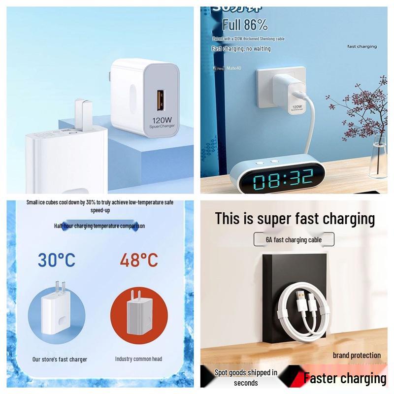 120W Super Fast Charger & 66W Data Cable for Huawei Mate60 and Honor Nova Phones