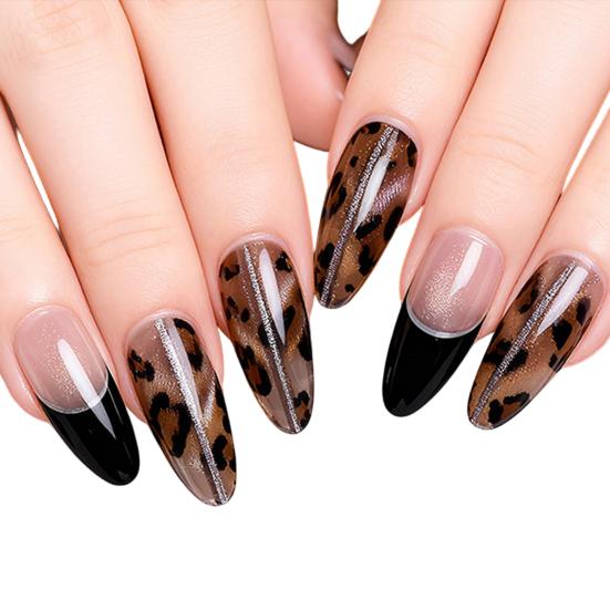 Tiras de Gel para Unhas Leopardo com Lixa Fácil de Aplicar Remover Autocolantes de Unhas Decalques Mulheres Meninas Manicure em Casa DIY Esmalte Wrap Arte de Unhas