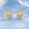 Light Luxury Diamond-encrusted Zodiac Dragon Red Diamond Stud Earrings Niche Design Ear Jewelry