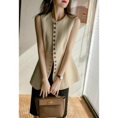 Neue Weste im koreanischen Stil, einfache Waffel-geflochtene Baumwolle, Frühlings- und Herbstjacke für Frauen, die Westen tragen