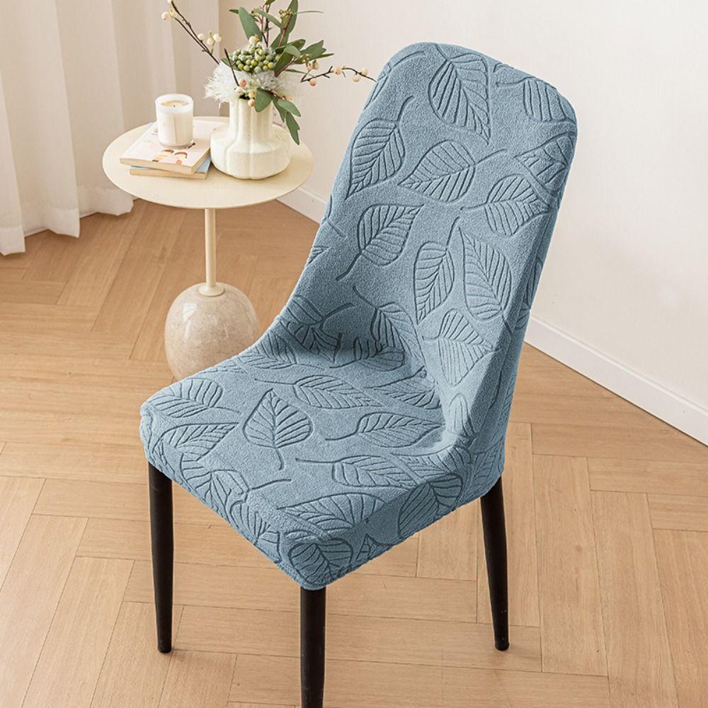 Leaf Pattern Curved Chair Cover Stretchable Elastic Band Restaurant Stool Cover Soft Dust-proof Chair Seat Slipcovers Home Decor