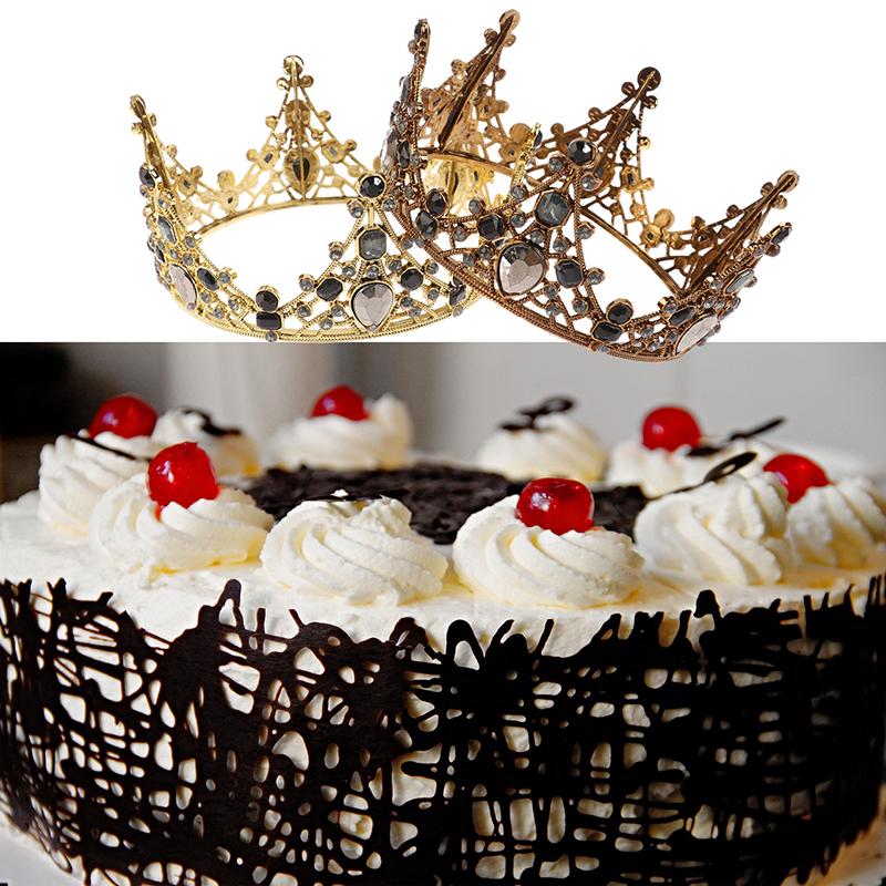 1Pc Metal Crown Cake Topper Gold Color Cake Decorative Topper Wedding Princess Birthday Baby Cake Dessert Decoration Flags